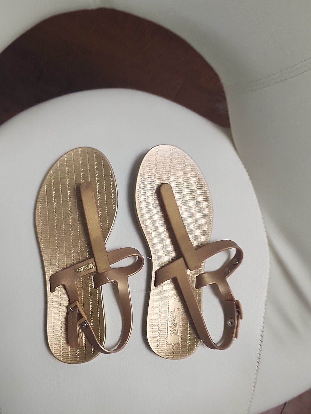 Melissa Metallic Bronze T-Strap Sandals